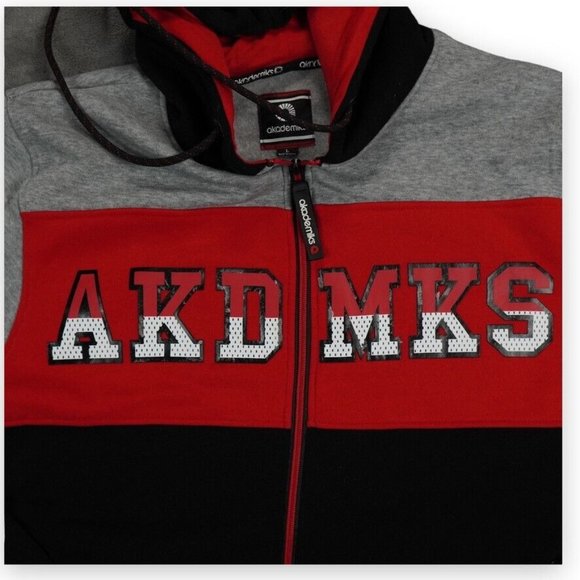 Akademiks Jacket Mens Large Black Red Color Block College‎ Y2K Streetwear - Picture 5 of 8